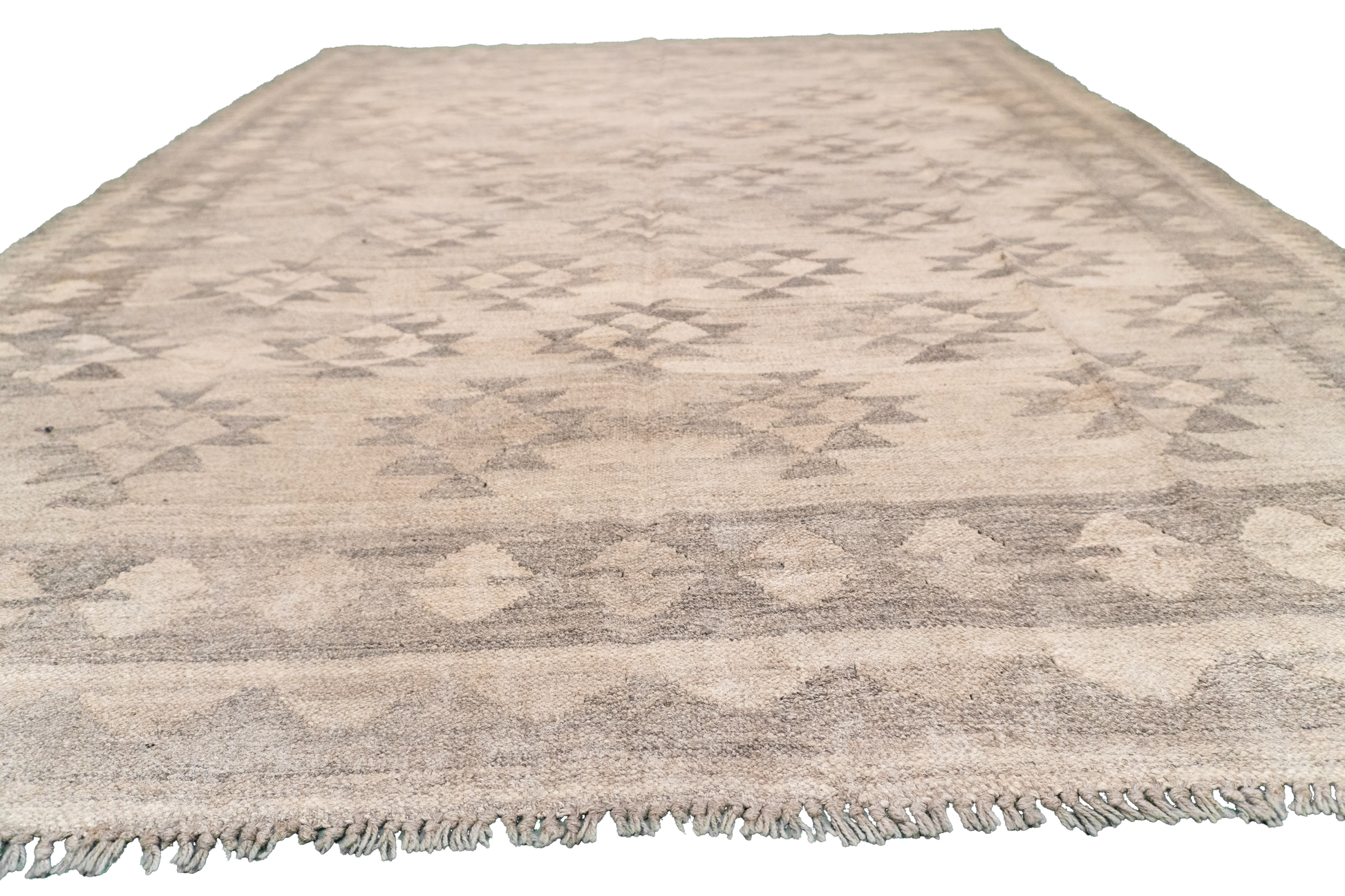 W 5.1 - L 6.7 - Kilim Fine/Wool Geometric Rectangle - Finest Hand-Made Quality Wool - 63373