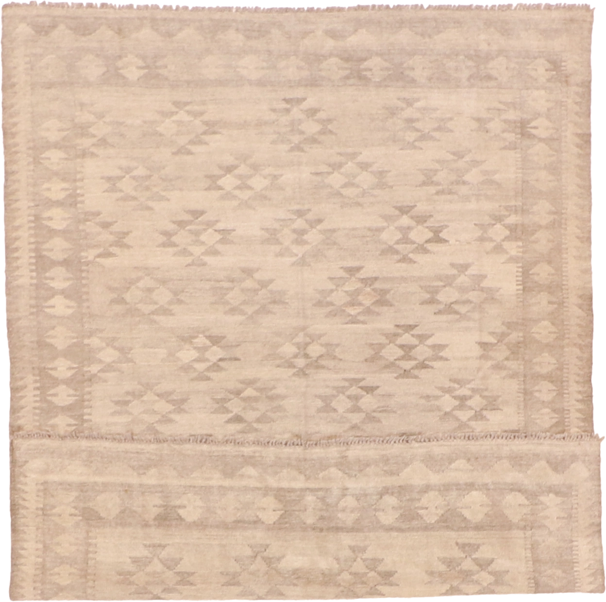 W 5.1 - L 6.7 - Kilim Fine/Wool Geometric Rectangle - Finest Hand-Made Quality Wool - 63373