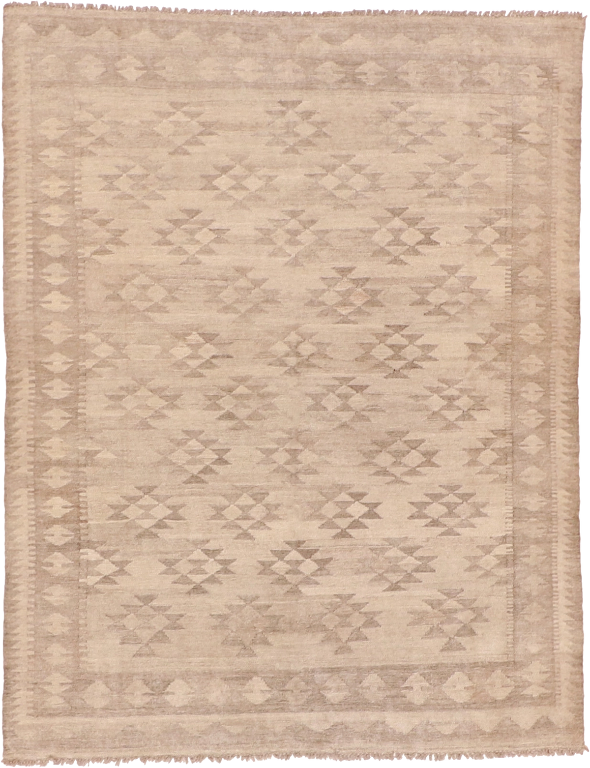 W 5.1 L 6.7 Kilim 100% Wool Hand-Woven Geometric Design - 63373
