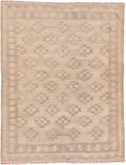 W 5.1 L 6.7 Kilim 100% Wool Hand-Woven Geometric Design - 63373