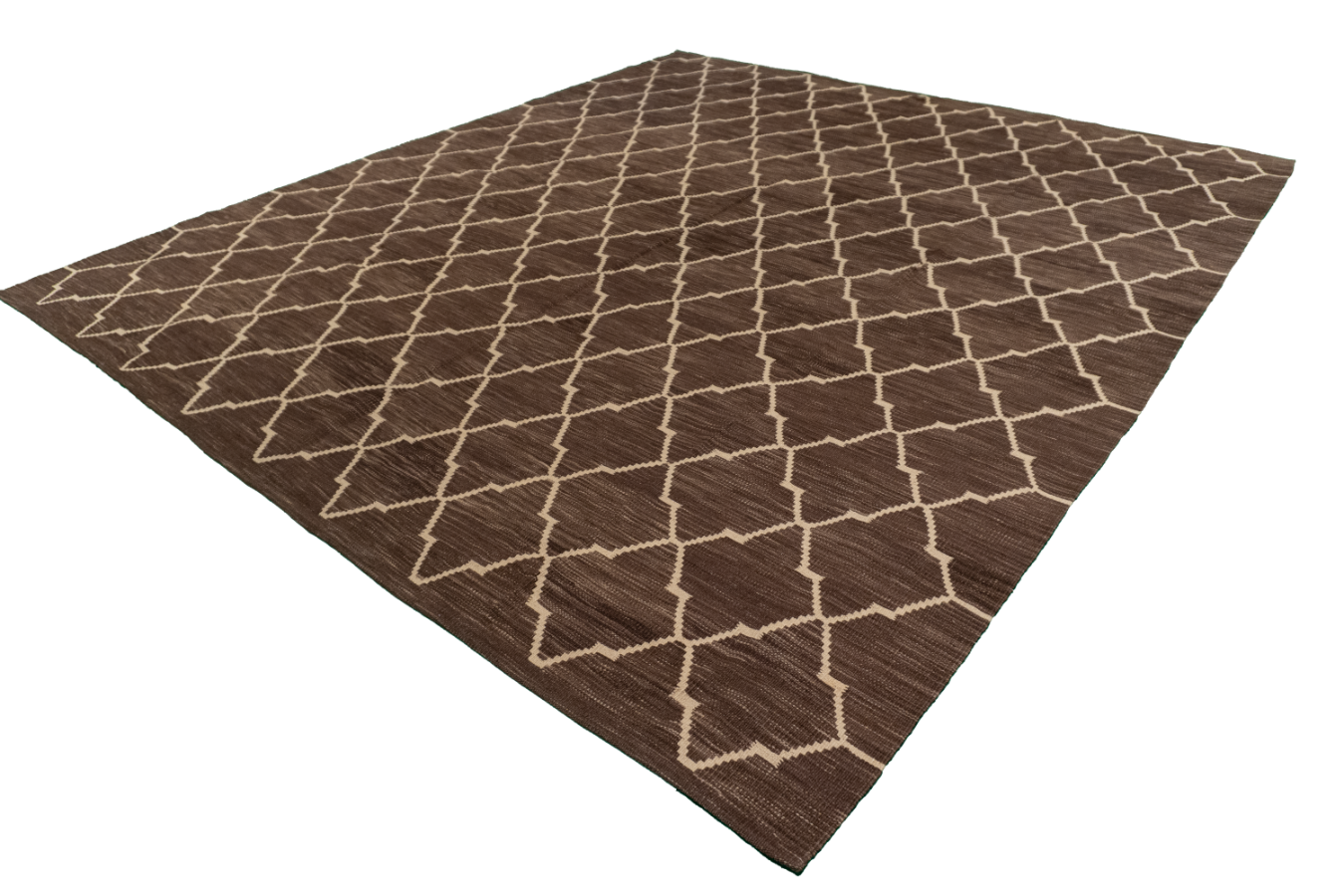 W 8.5 L 9.7 Kilim 100% Wool Hand-Woven Geometric Design - 63394