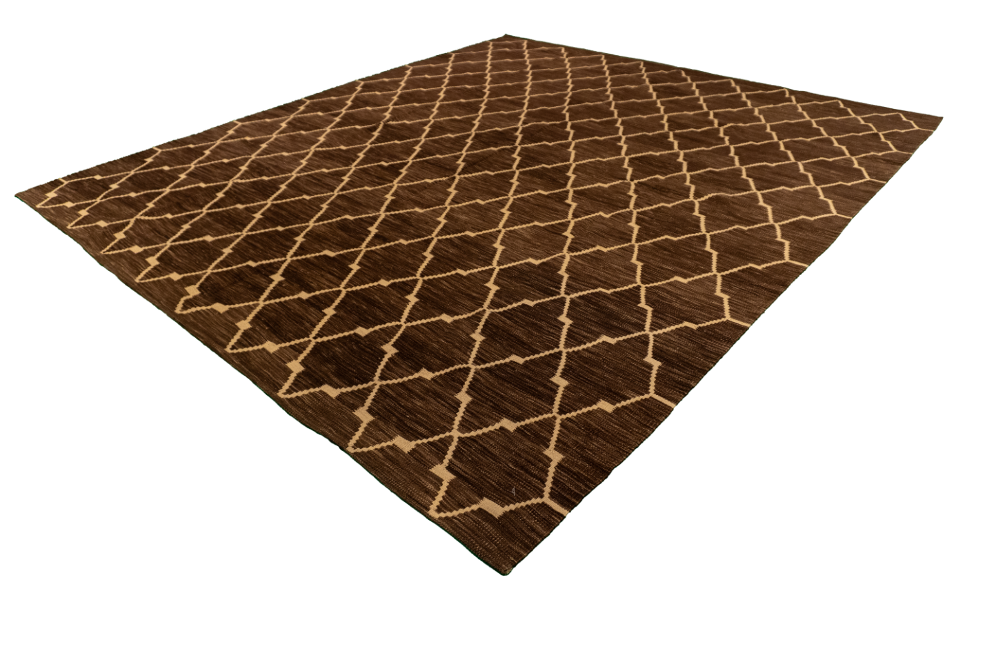 W 8.5 L 9.7 Kilim 100% Wool Hand-Woven Geometric Design - 63394