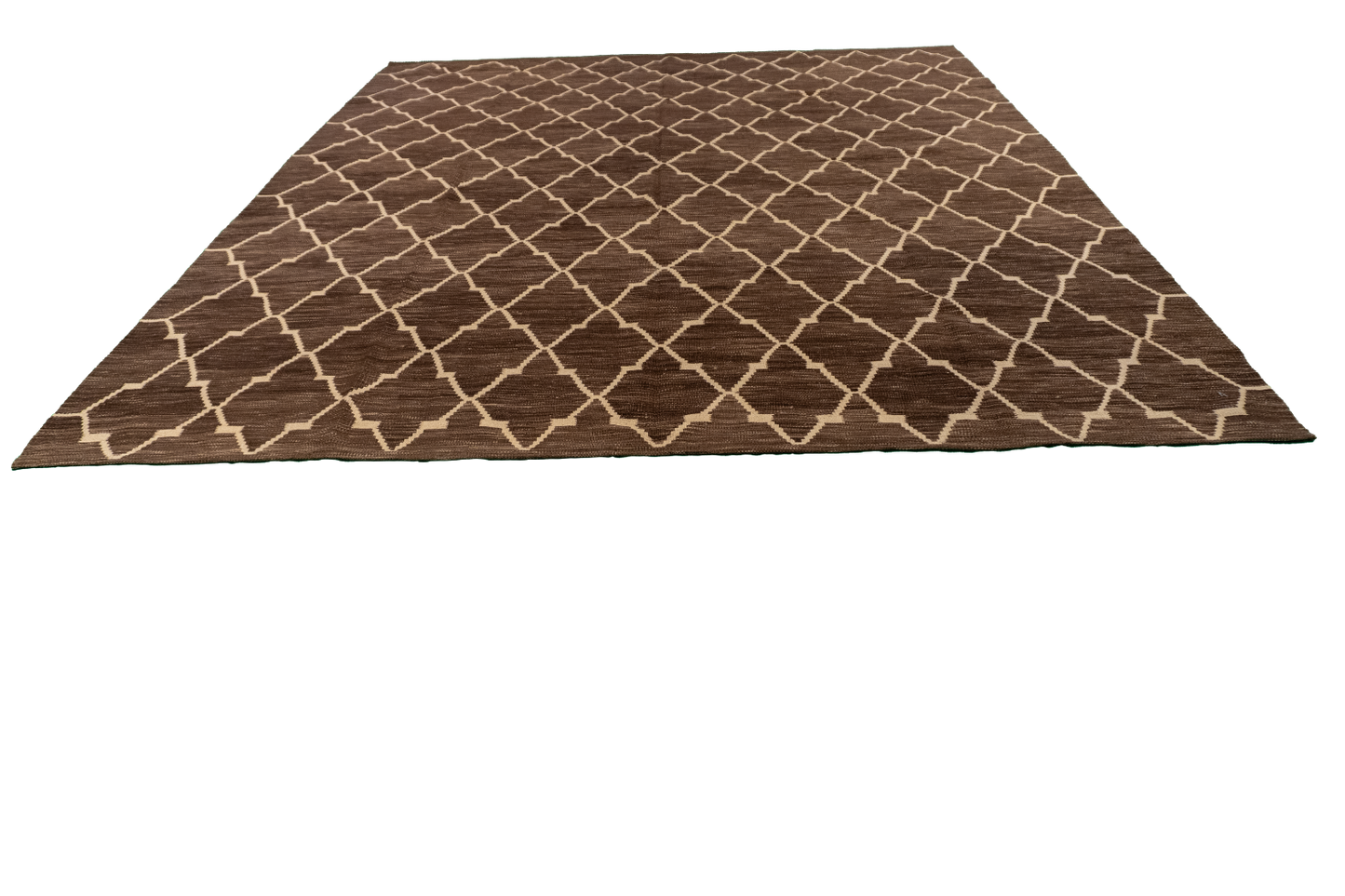 W 8.5 L 9.7 Kilim 100% Wool Hand-Woven Geometric Design - 63394