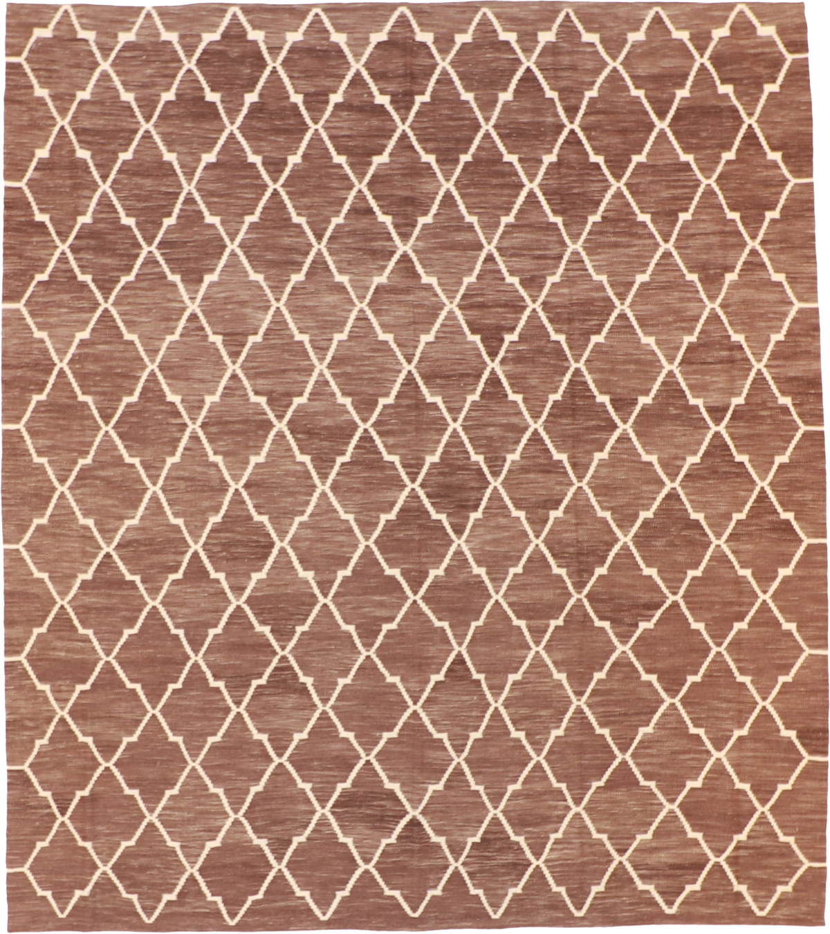 W 8.5 L 9.7 Kilim 100% Wool Hand-Woven Geometric Design - 63394