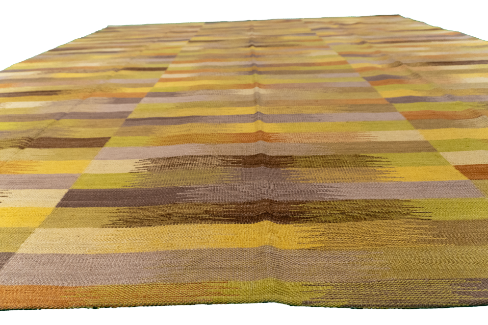 W 8.6 L 9.7 Kilim 100% Wool Hand-Woven Geometric Design - 63397