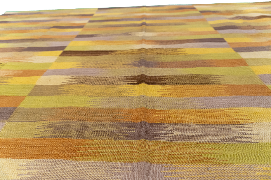 W 8.6 L 9.7 Kilim 100% Wool Hand-Woven Geometric Design - 63397