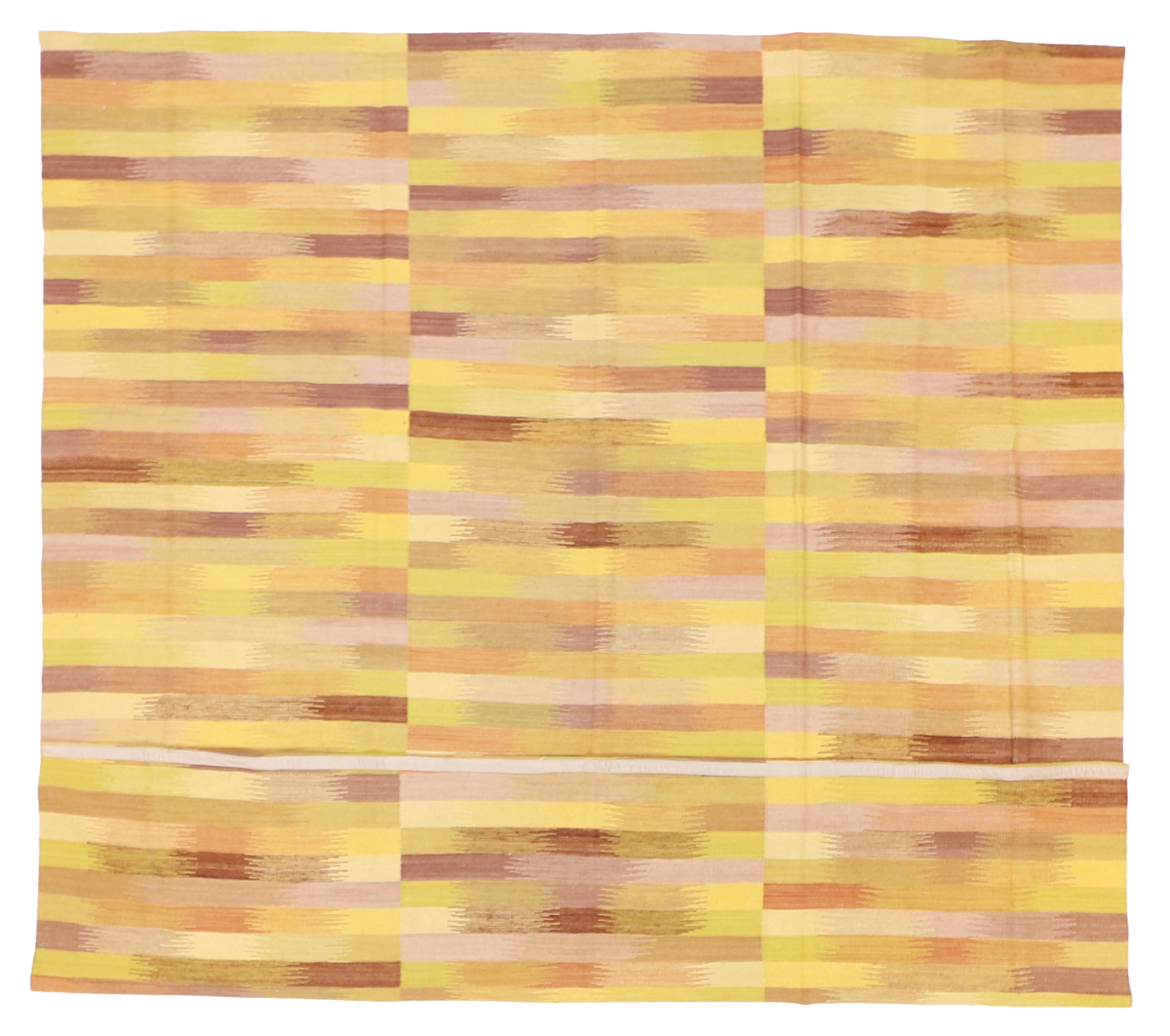 W 8.6 L 9.7 Kilim 100% Wool Hand-Woven Geometric Design - 63397