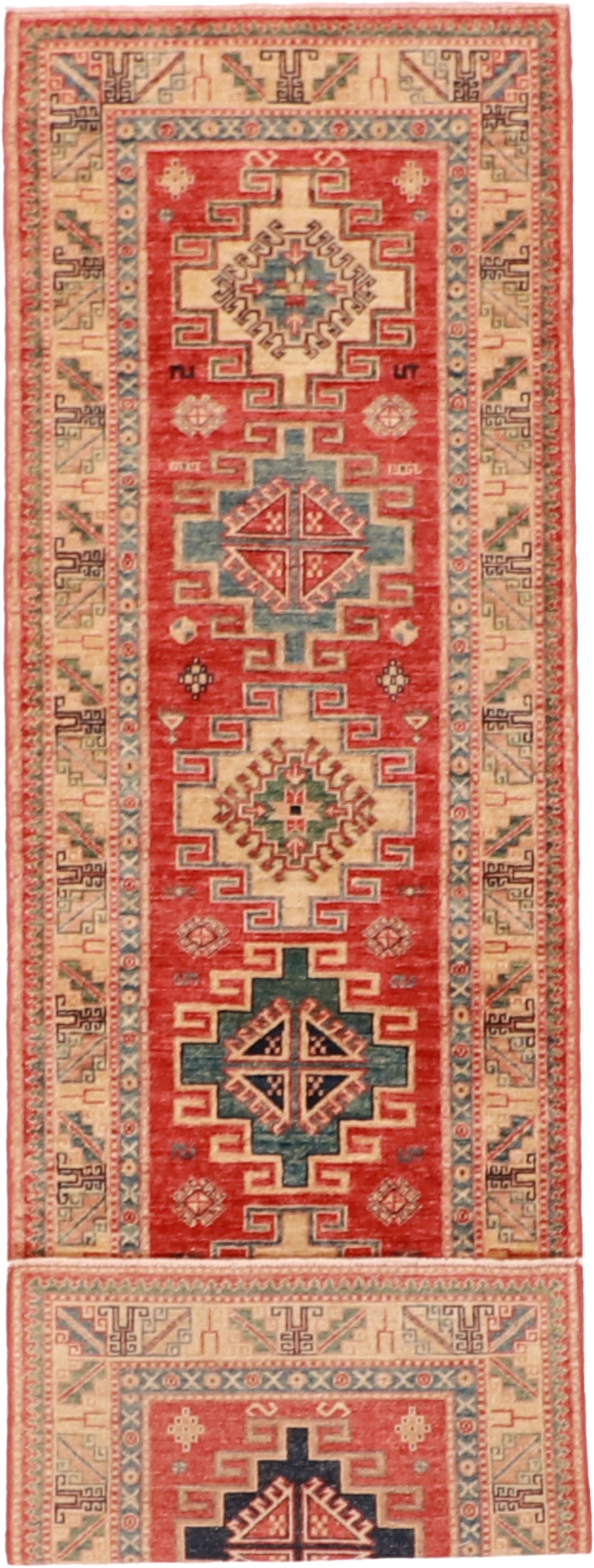 W 2.6 L 8.5 Shirvan Runner 100% Wool Hand-Woven Geometric Design - 63425