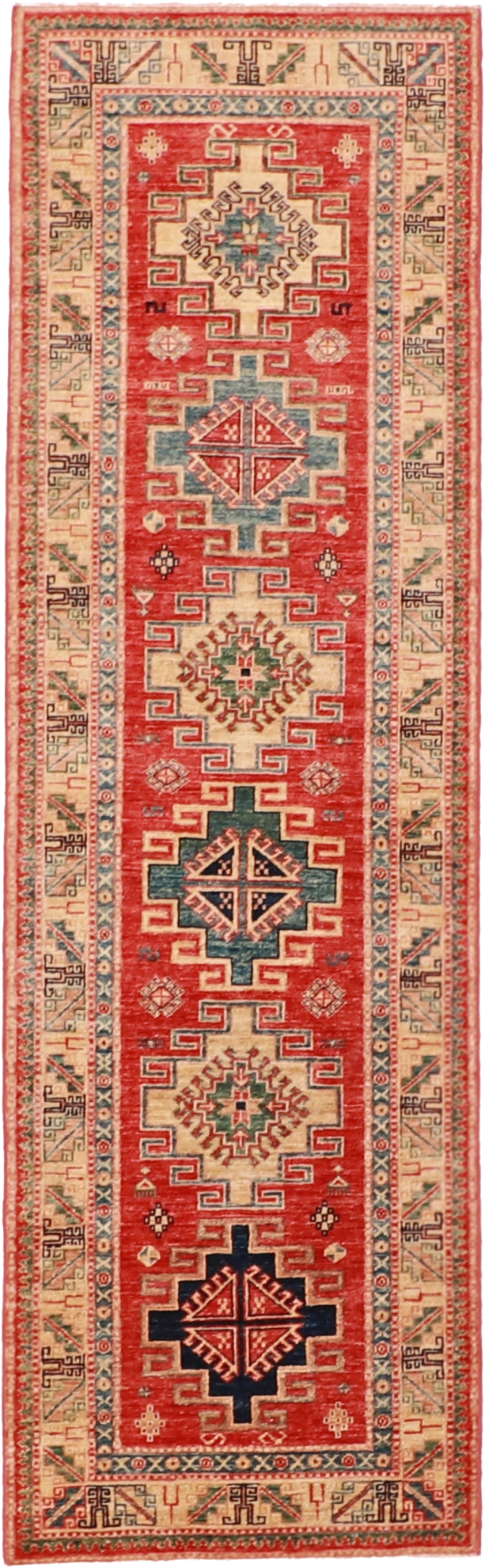 W 2.6 L 8.5 Shirvan Runner 100% Wool Hand-Woven Geometric Design - 63425