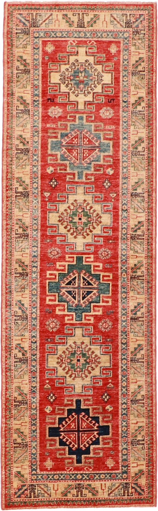 W 2.6 L 8.5 Shirvan Runner 100% Wool Hand-Woven Geometric Design - 63425