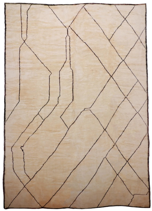 W 11.3 - L 16.1 - Moroccan Fine/Wool Vintage Rectangle - Hand Woven Rug - 63436