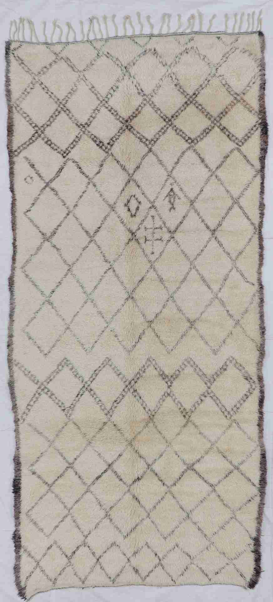 W 6.3 - L 13.7 - Moroccan Wool Contemporary Rectangle - Finest Hand-Knotted Quality Wool - 63443