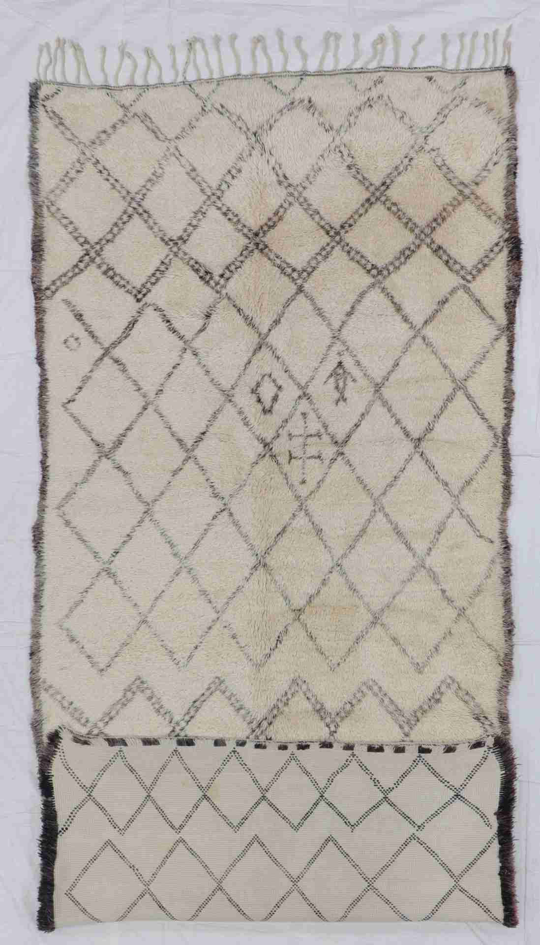 W 6.3 - L 13.7 - Moroccan Wool Contemporary Rectangle - Finest Hand-Knotted Quality Wool - 63443