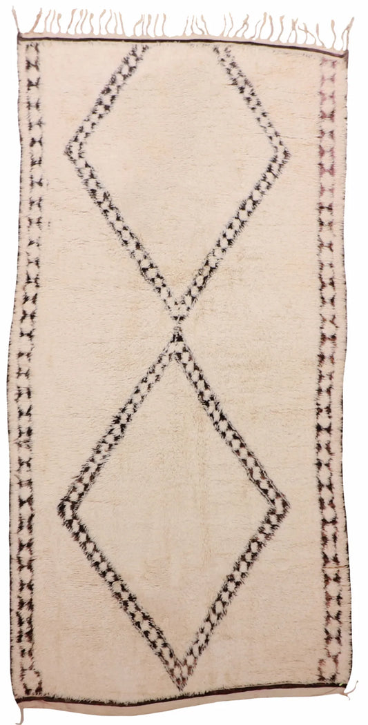 W 6 - L 12 - Moroccan Wool Contemporary Rectangle - Finest Hand-Knotted Quality Wool - 63448