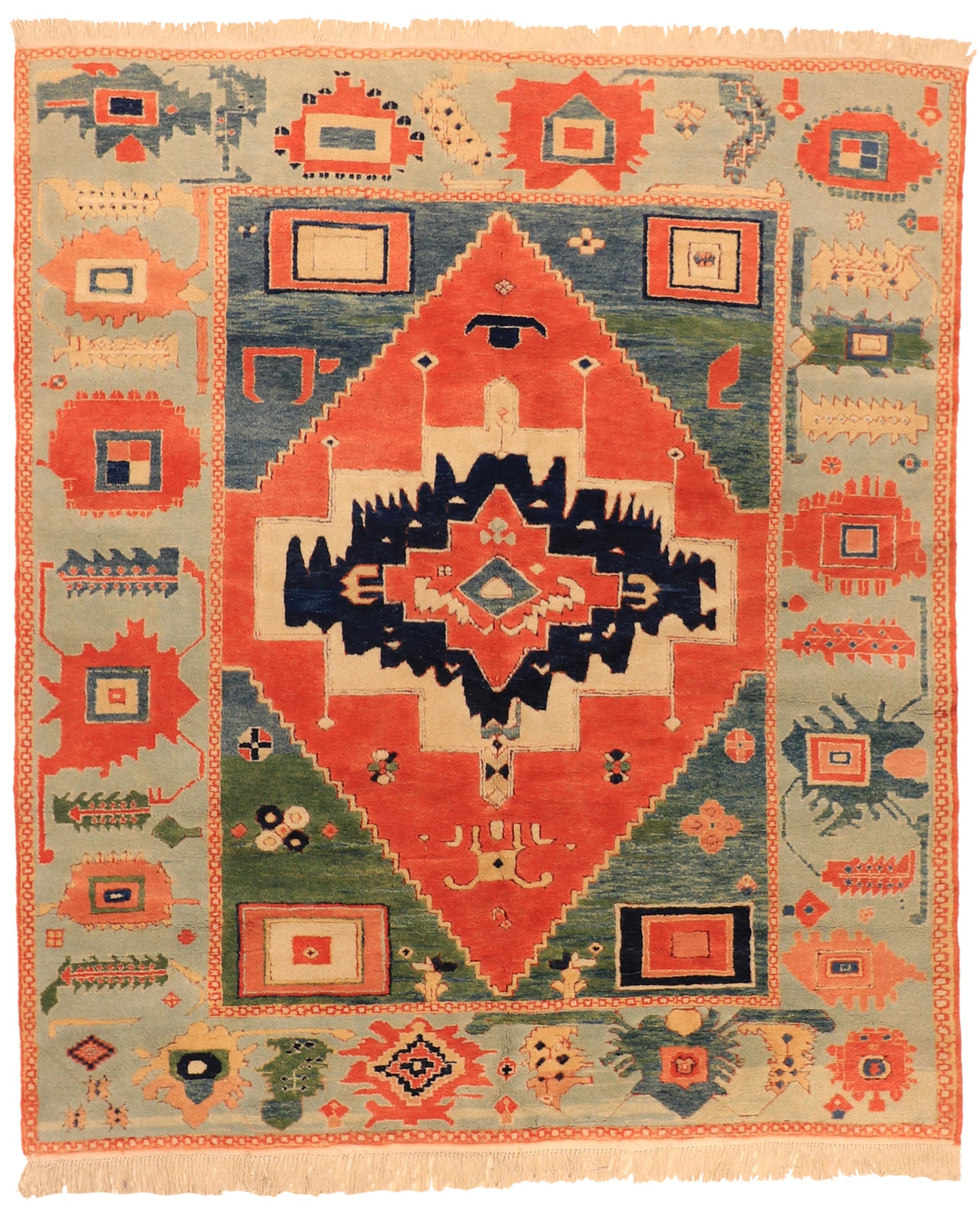 W 7 L 8 Serapie 100% Wool Handmade Geometric Design - 63502