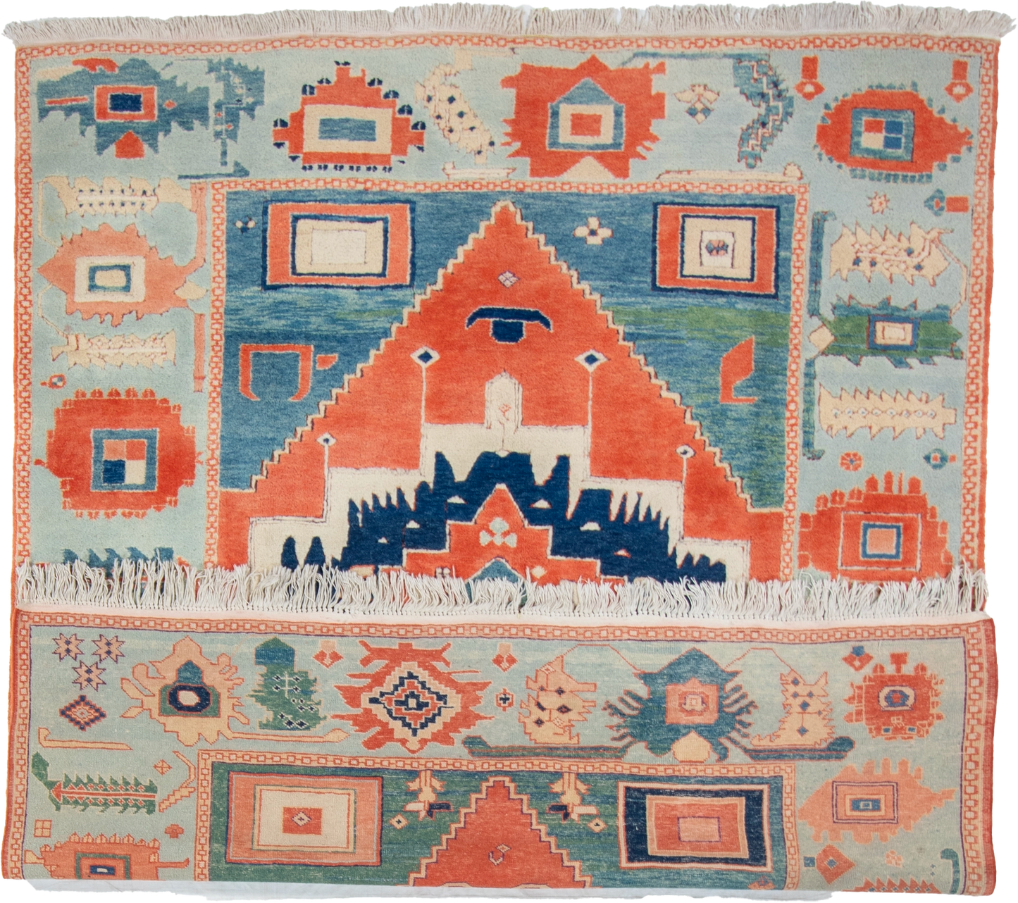 W 7 L 8 Serapie 100% Wool Hand-Woven Geometric Design - 63502