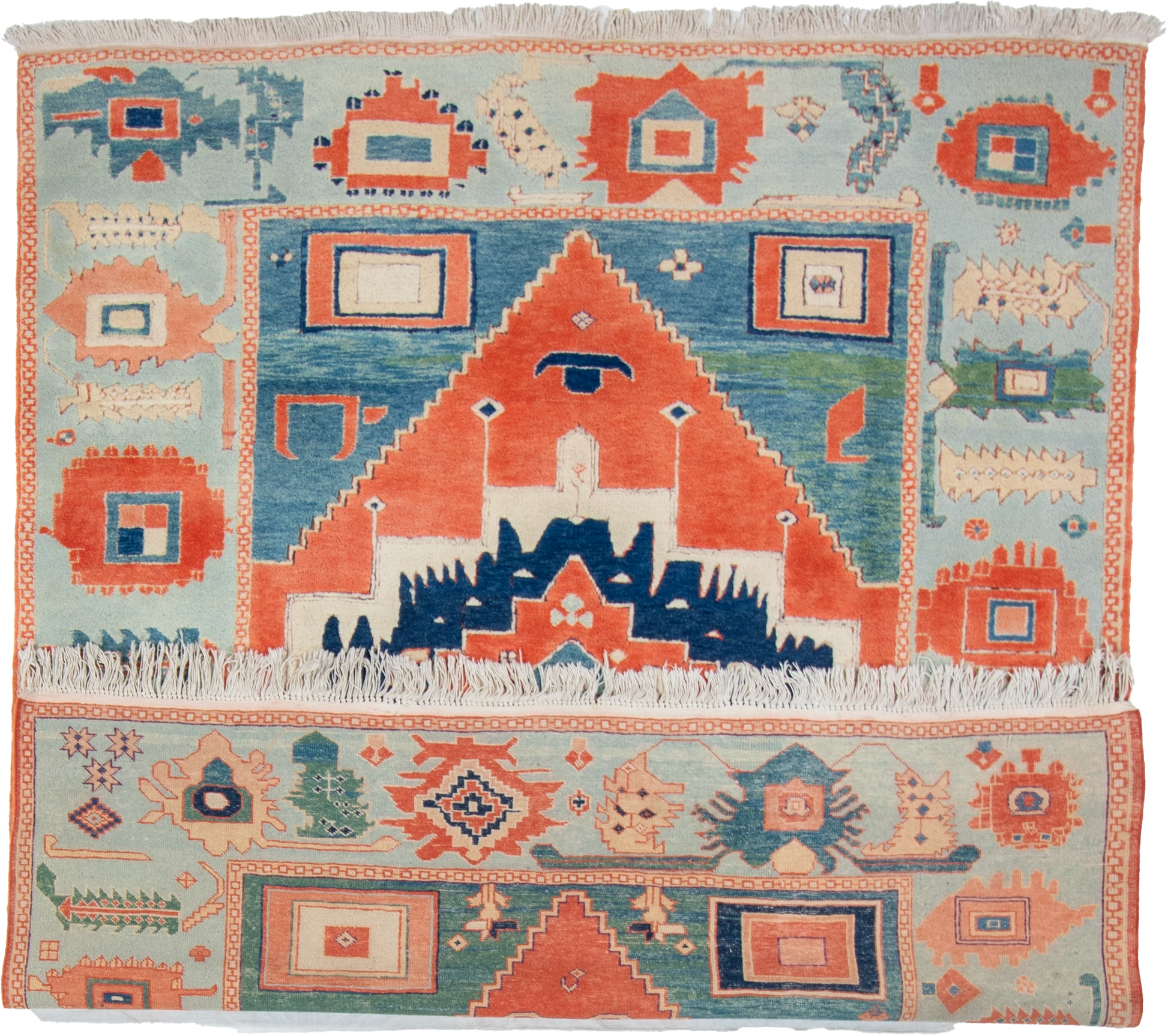 W 7 L 8 Serapie 100% Wool Hand-Woven Geometric Design - 63502