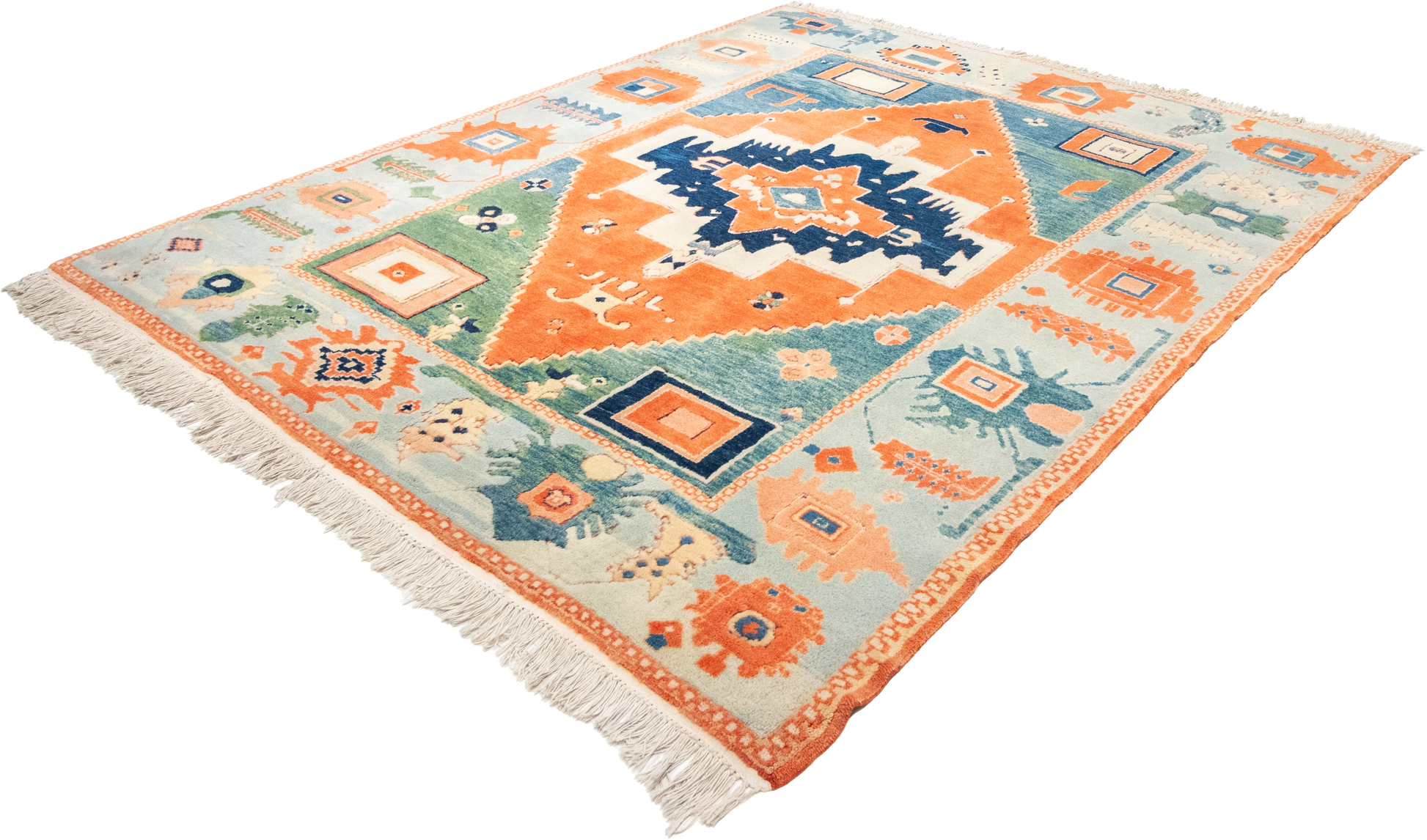 W 7 L 8 Serapie 100% Wool Hand-Woven Geometric Design - 63502