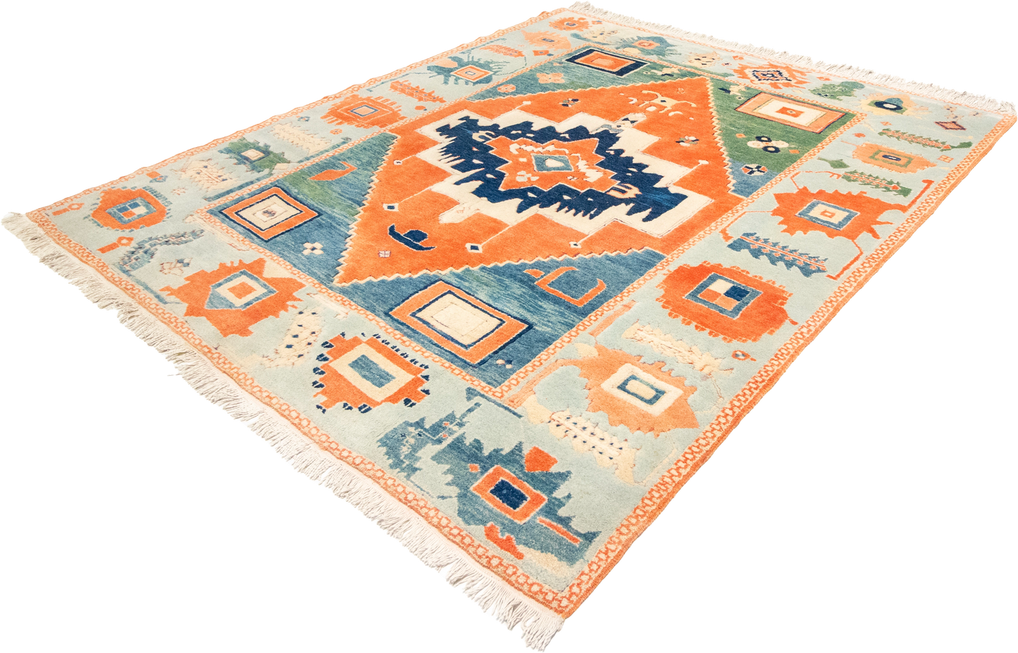 W 7 L 8 Serapie 100% Wool Hand-Woven Geometric Design - 63502