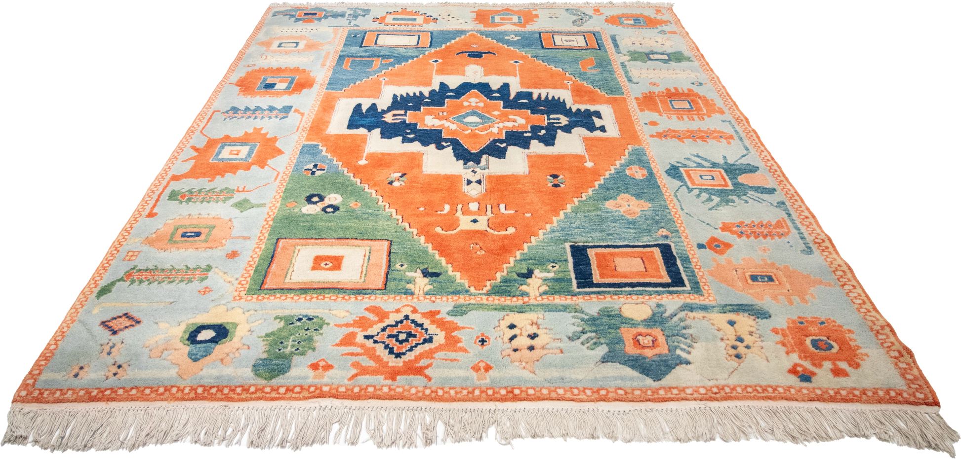 W 7 L 8 Serapie 100% Wool Hand-Woven Geometric Design - 63502