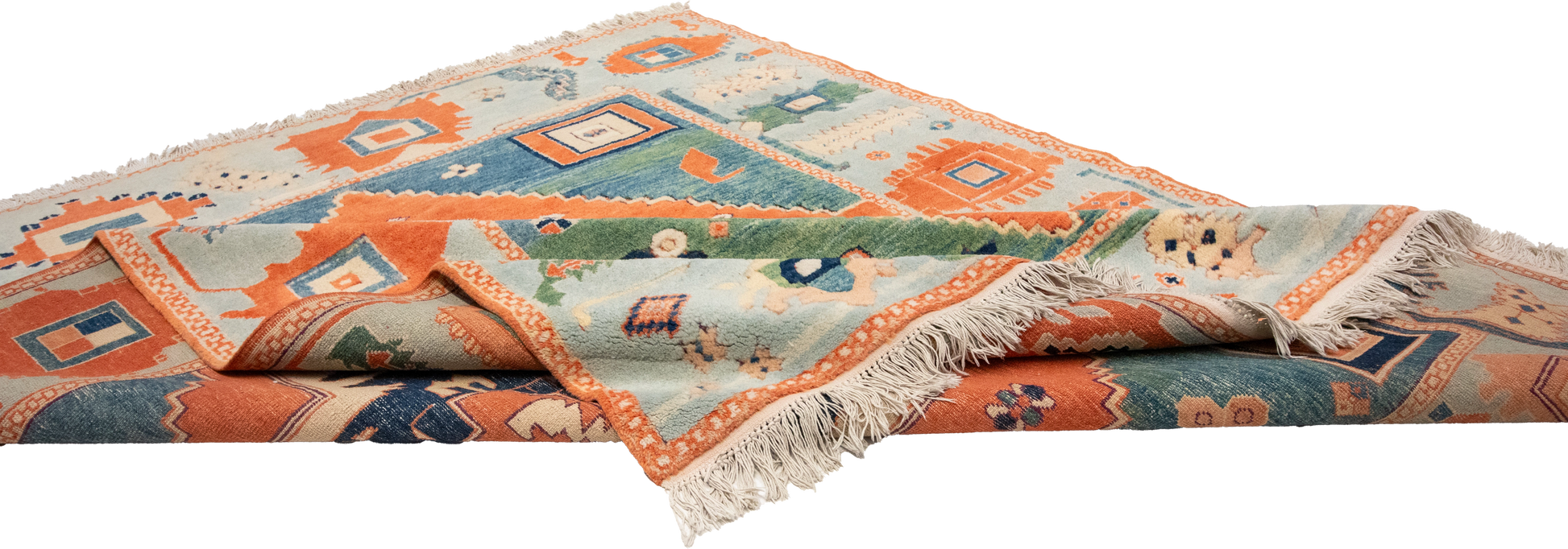 W 7 L 8 Serapie 100% Wool Hand-Woven Geometric Design - 63502