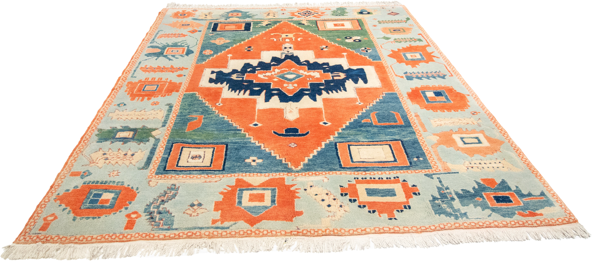 W 7 L 8 Serapie 100% Wool Hand-Woven Geometric Design - 63502