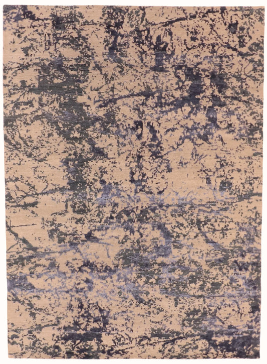 5.1 x 6.11 - Modern Wool Contemporary Rectangle - Finest Hand-Knotted Quality Wool — 63524