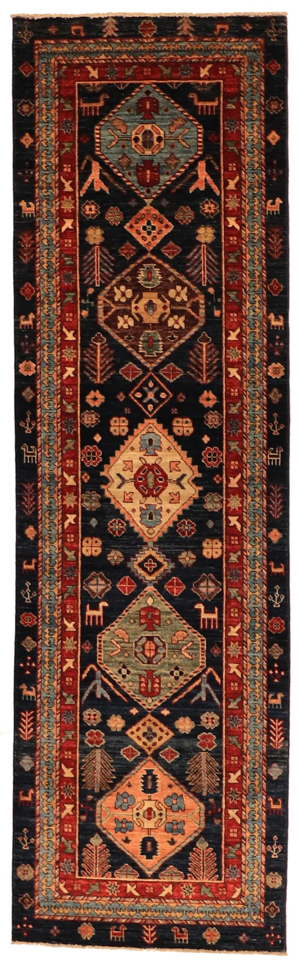 W 2.7 - L 8.7 - Karageh Fine/Wool All Over Rectangle - Finest Hand-Knotted Quality Wool - 63555