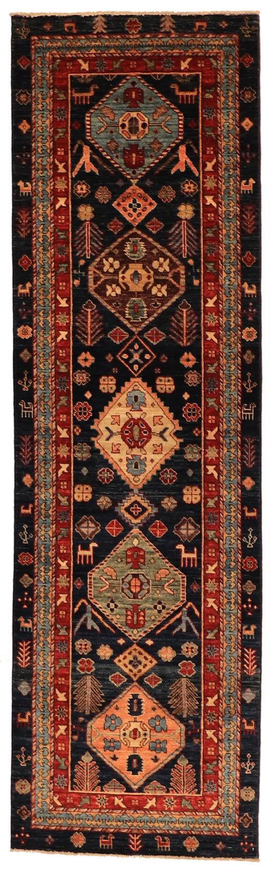 W 2.7 - L 8.7 - Karageh Fine/Wool All Over Rectangle - Finest Hand-Knotted Quality Wool - 63555