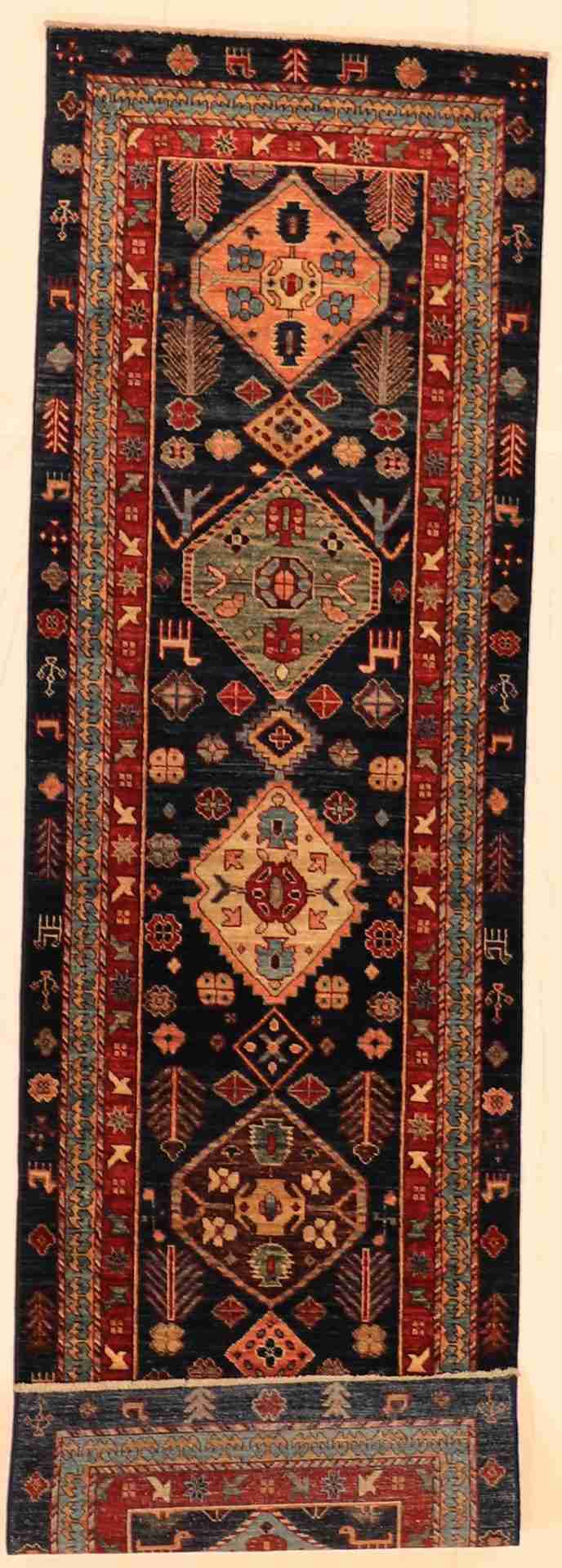 W 2.7 - L 8.7 - Karageh Fine/Wool All Over Rectangle - Finest Hand-Knotted Quality Wool - 63555