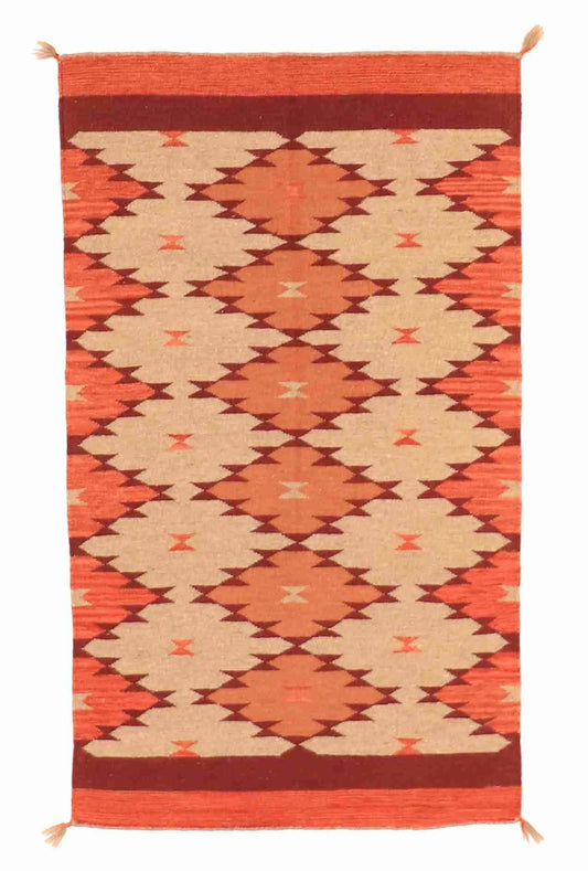 3.3 x 5.2 - Navajo Fine/Wool Kilim Rectangle - Finest Hand-Made Quality Wool — 63574