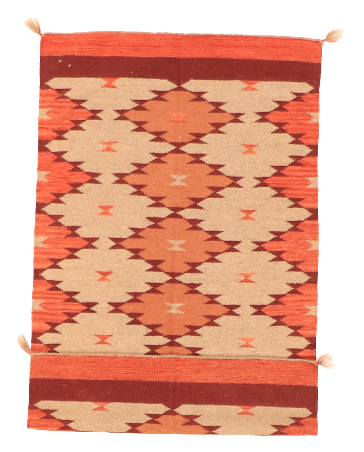 W 3.3 L 5.2 Kilim 100% Wool Hand-Woven Navajo Design - 63574