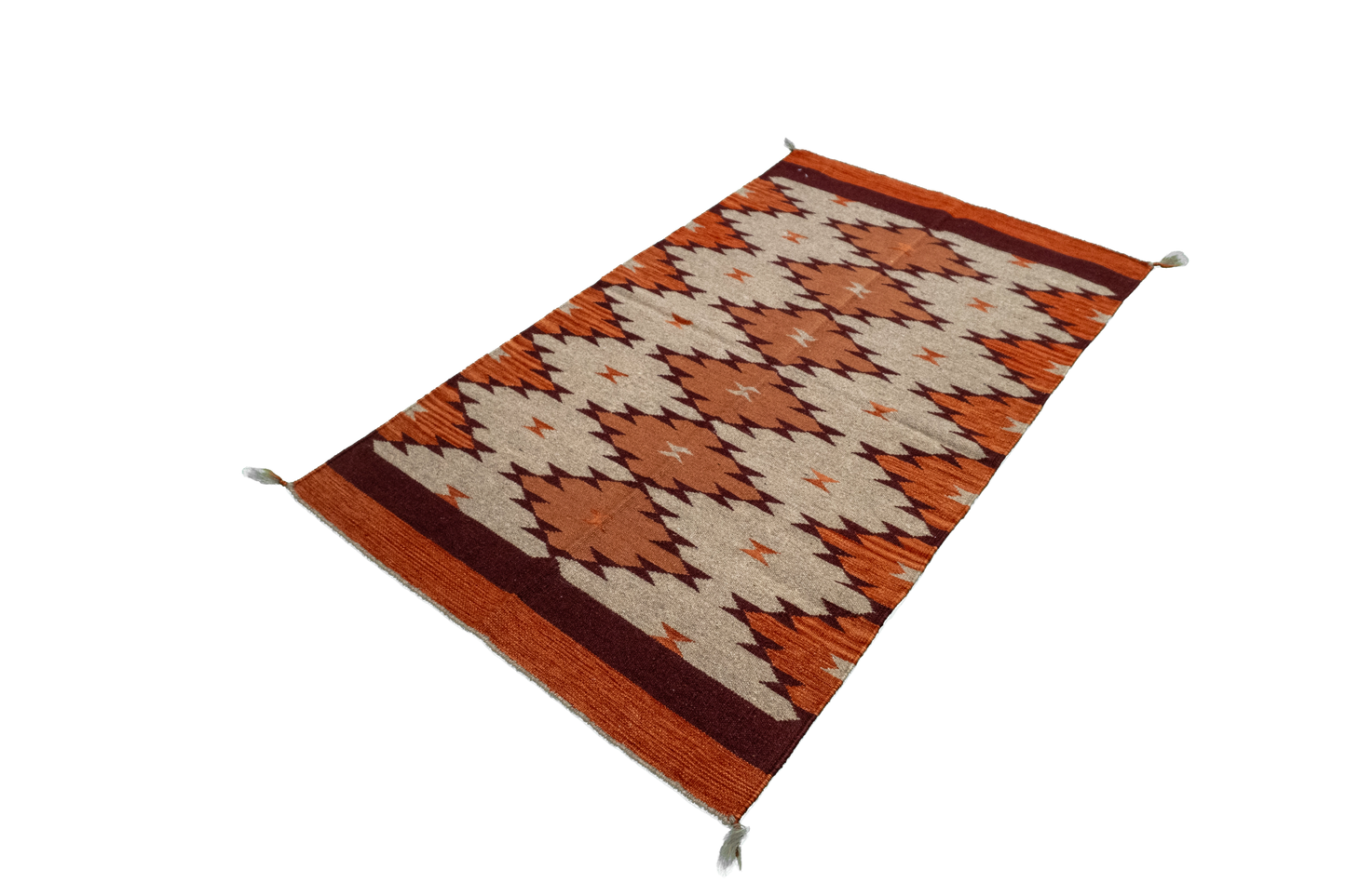 W 3.3 L 5.2 Kilim 100% Wool Hand-Woven Navajo Design - 63574