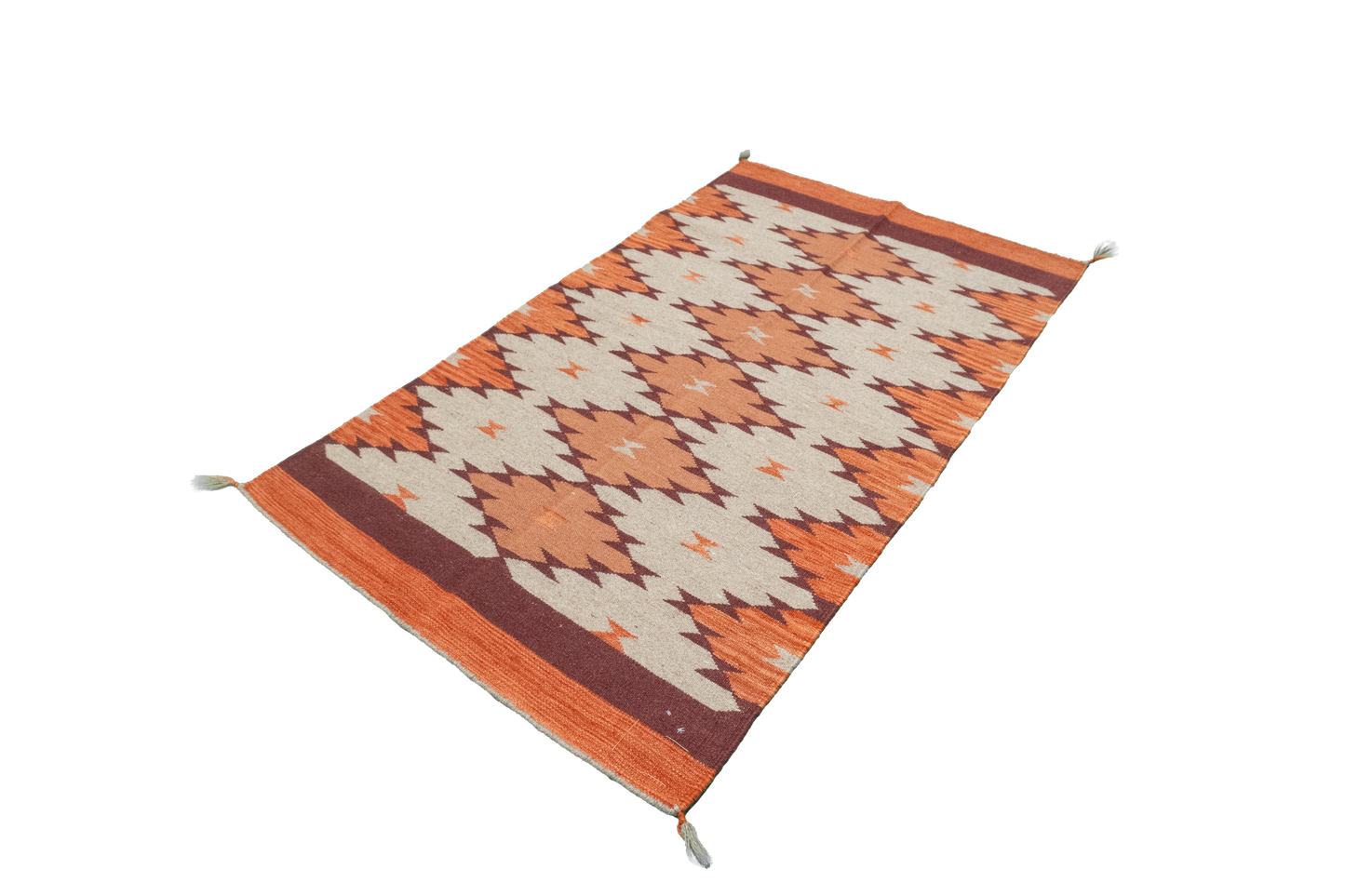 W 3.3 L 5.2 Kilim 100% Wool Hand-Woven Navajo Design - 63574
