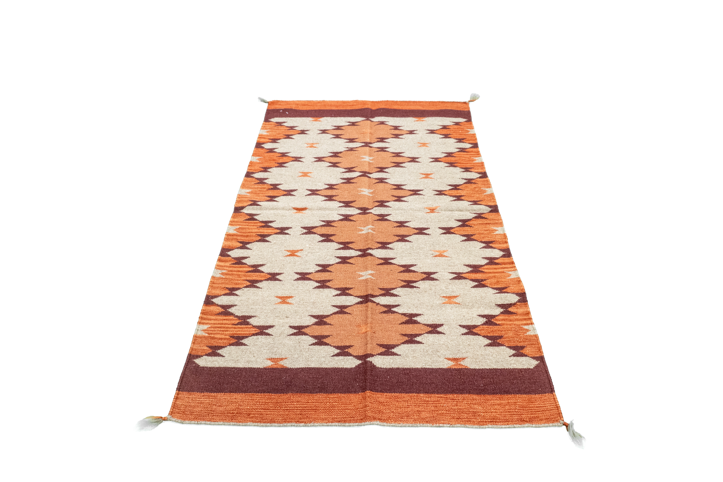 W 3.3 L 5.2 Kilim 100% Wool Hand-Woven Navajo Design - 63574