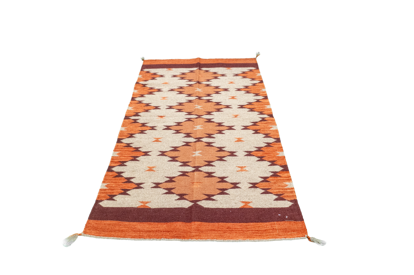 W 3.3 L 5.2 Kilim 100% Wool Hand-Woven Navajo Design - 63574