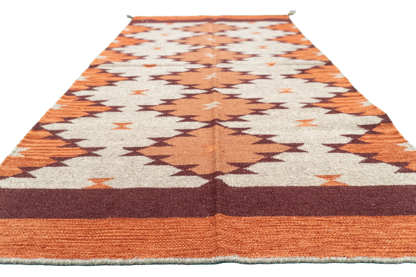 W 3.3 L 5.2 Kilim 100% Wool Hand-Woven Navajo Design - 63574