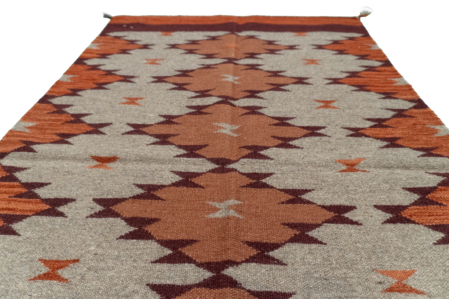 W 3.3 L 5.2 Kilim 100% Wool Hand-Woven Navajo Design - 63574