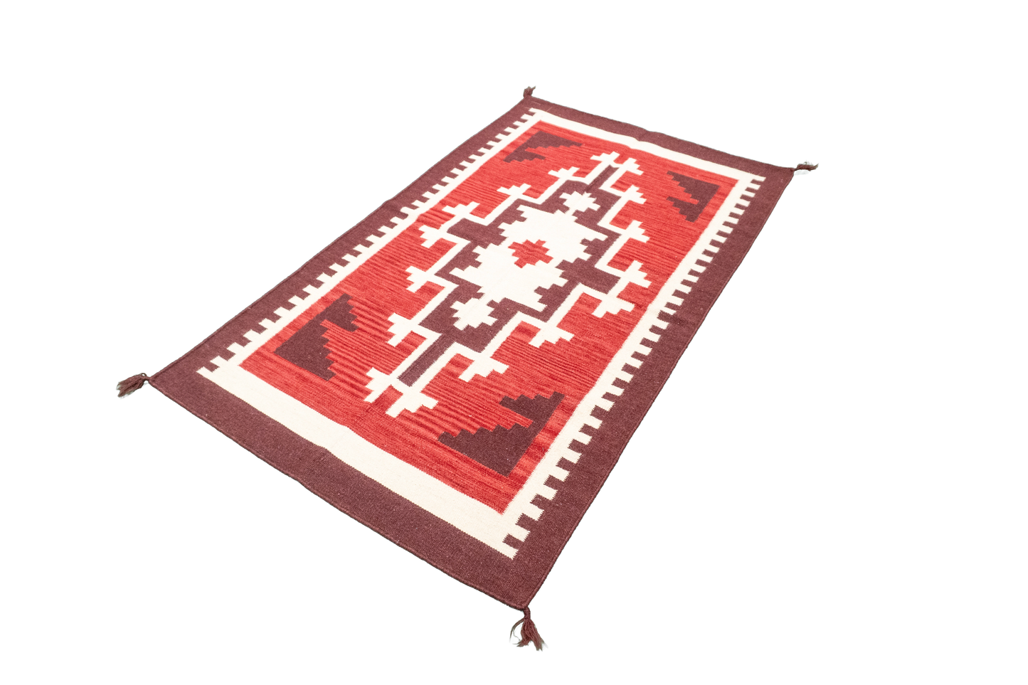 W 3 L 5 Navajo Kilim 100% Wool Hand-Woven All-Over Design - 63575