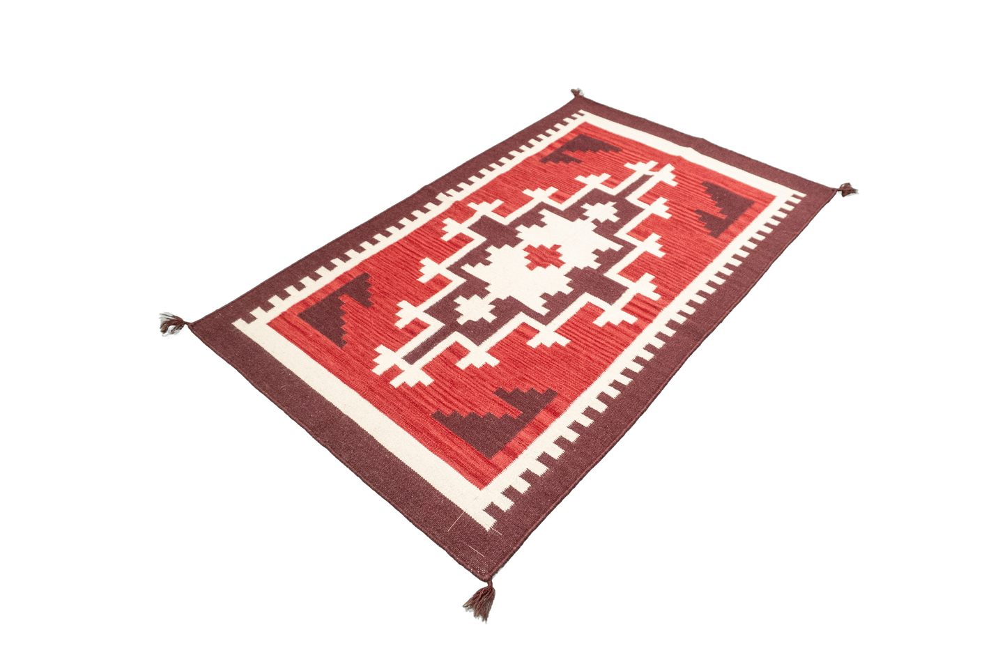 W 3 L 5 Navajo Kilim 100% Wool Hand-Woven All-Over Design - 63575