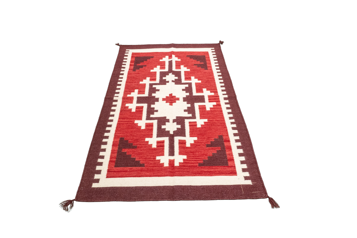 W 3 L 5 Navajo Kilim 100% Wool Hand-Woven All-Over Design - 63575