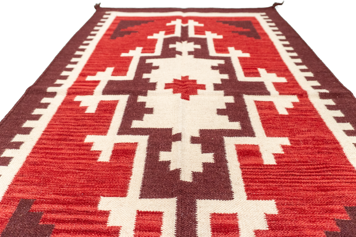 W 3 L 5 Navajo Kilim 100% Wool Hand-Woven All-Over Design - 63575