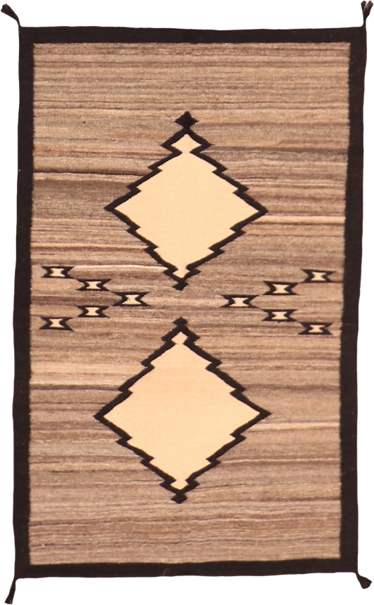 W 3.1 - L 5 Kilim 100% Wool Hand-Woven Navajo Inspired Design - 63576
