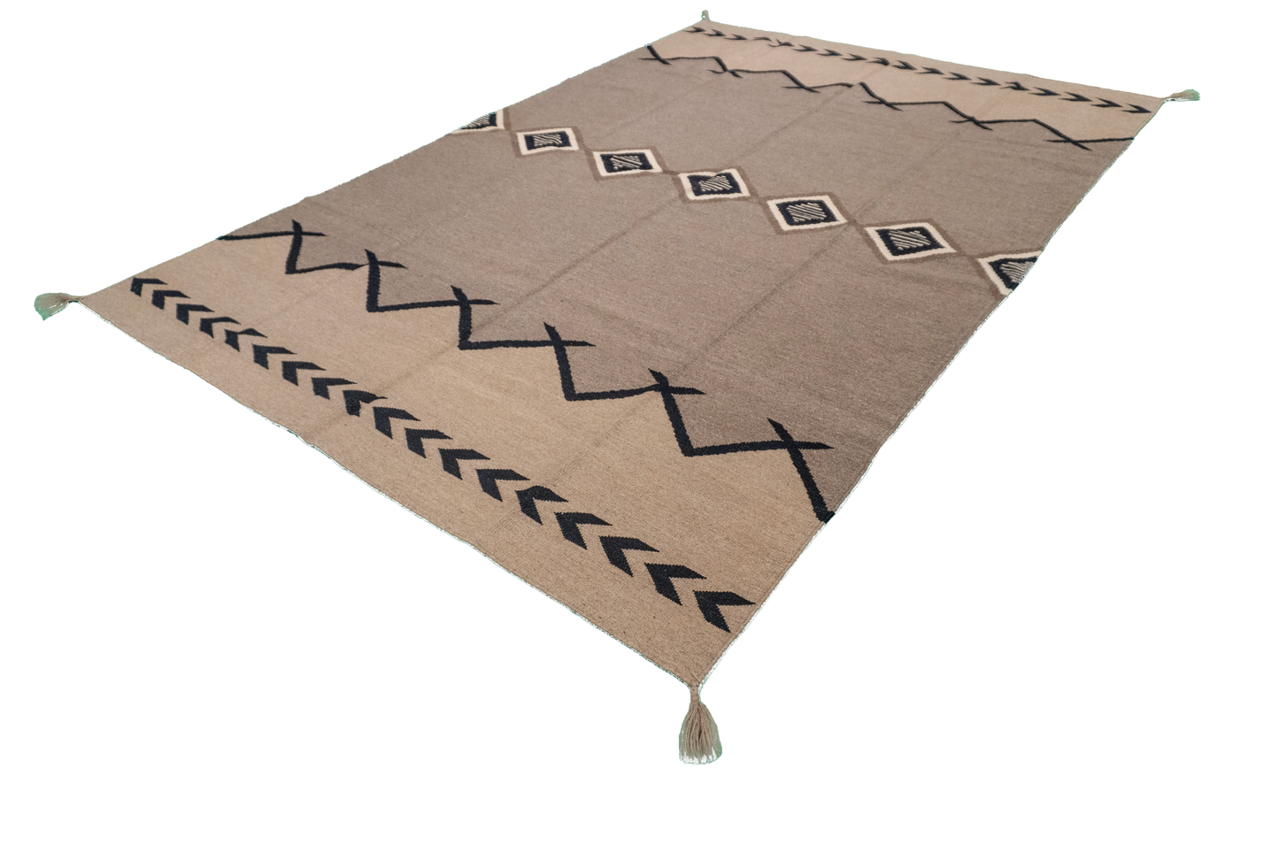 W 6.1 L 8.11 Kilim 100% Wool Hand-Woven Navajo Design - 63581