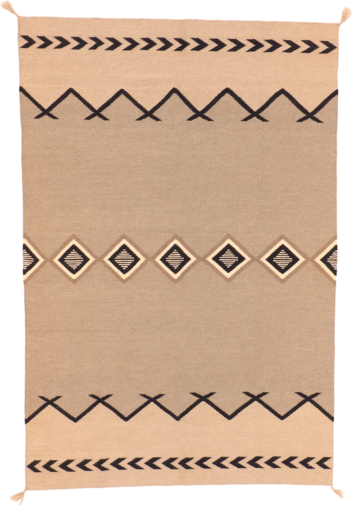 W 6.1 - L 8.11 Kilim 100% Wool Hand-Woven Navajo Inspired Design - 63581