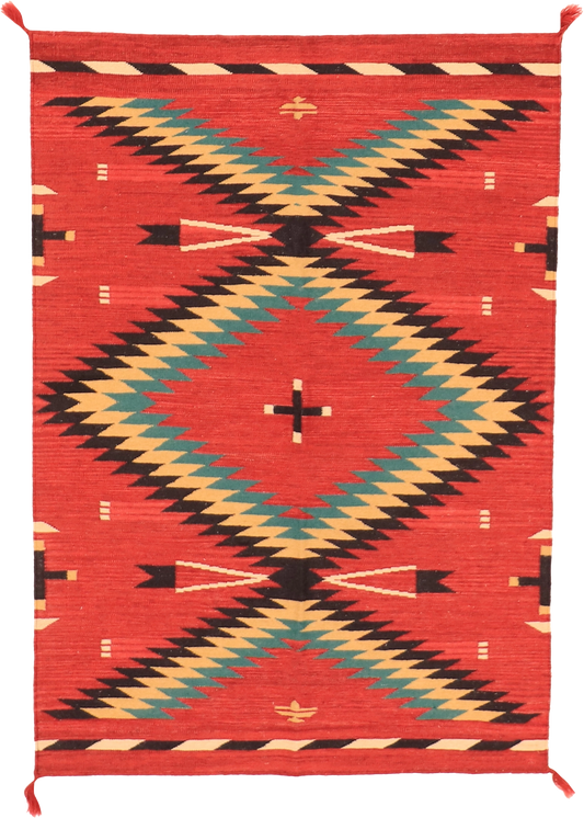 W 4.2 L 6 Kilim 100% Wool Hand-Woven All-Over Design - 63588