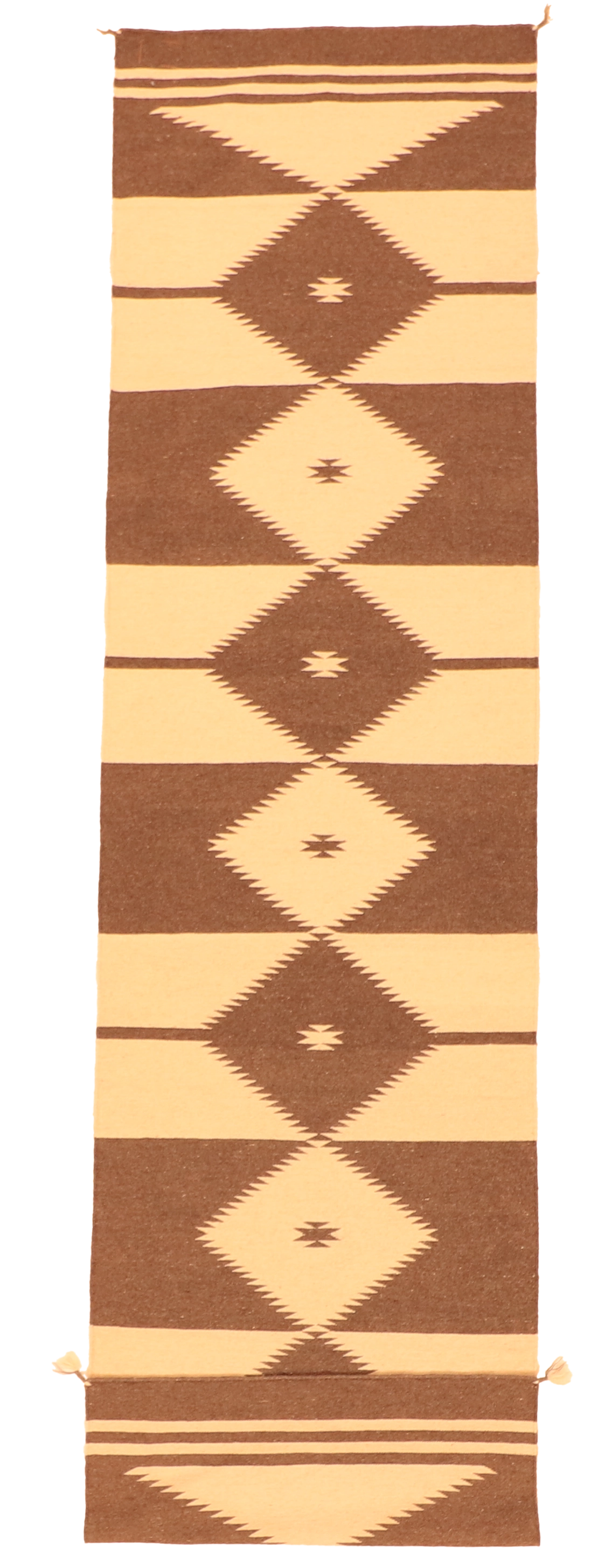 W 3 - L 11.10 Kilim Runner Wool 100% Hand-Woven Navajo Inspired Design - 63601