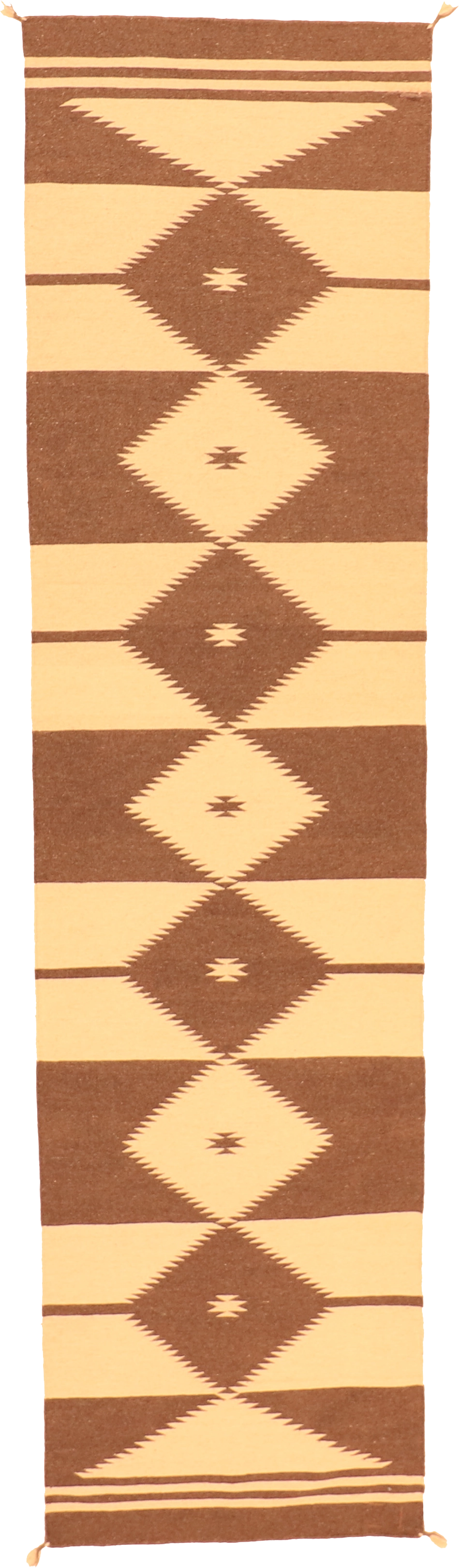 W 3 - L 11.10 Kilim Runner Wool 100% Hand-Woven Navajo Inspired Design - 63601