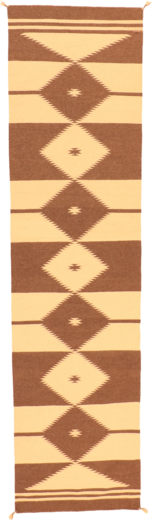 W 3 - L 11.10 Kilim Runner Wool 100% Hand-Woven Navajo Inspired Design - 63601
