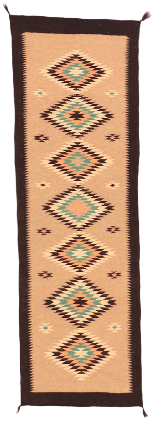 2.6 x 8 - Navajo Fine/Wool All Over Rectangle - Finest Hand-Made Quality Wool — 63614